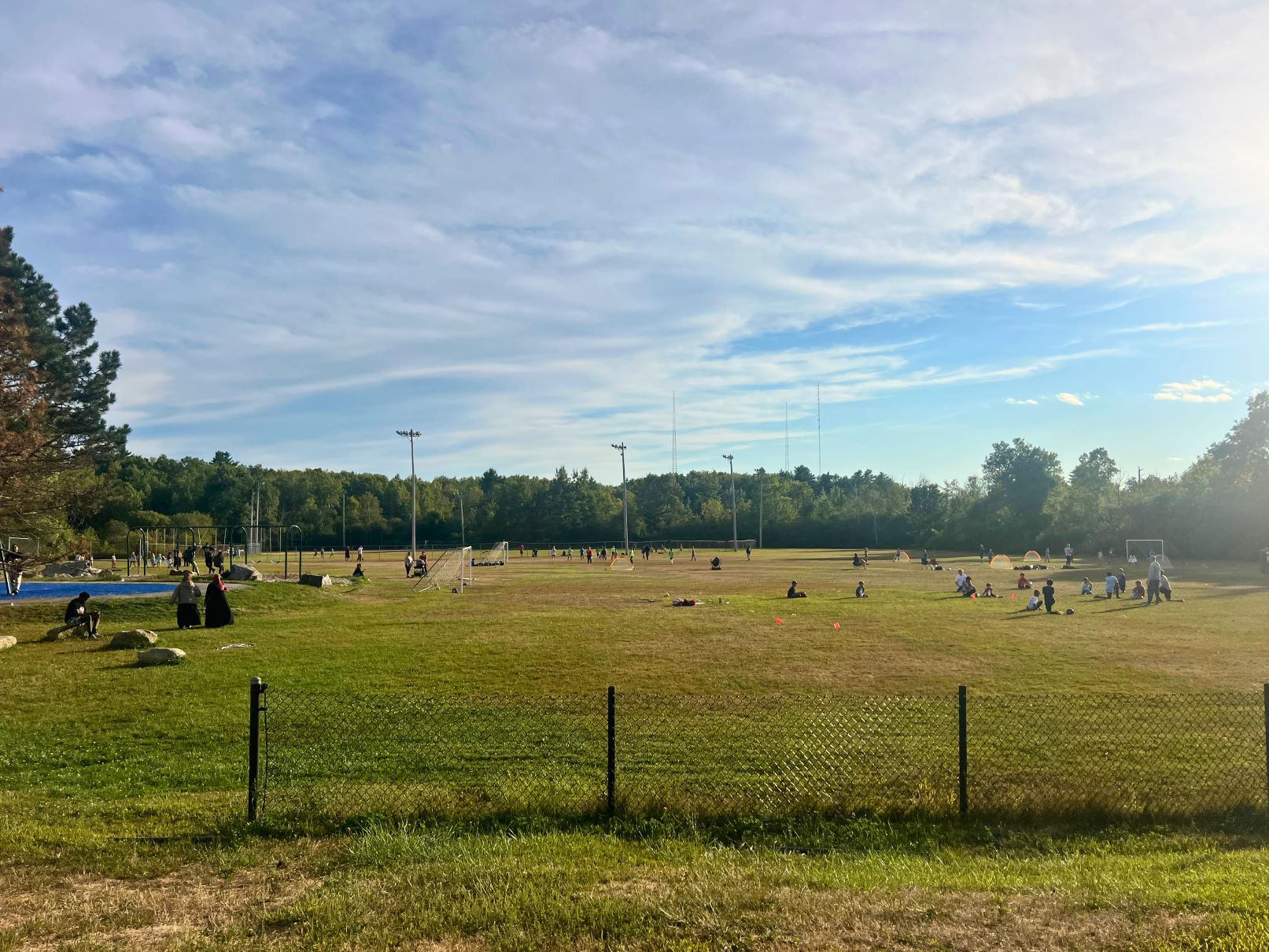 Sports fields and green spaces in the neighborhood